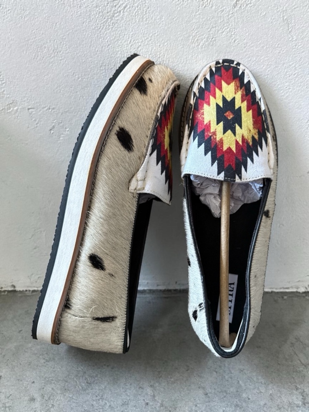 NWT Myra Bag Cowhide Slip-On Loafers with Aztec Print Only 2 Pair Left